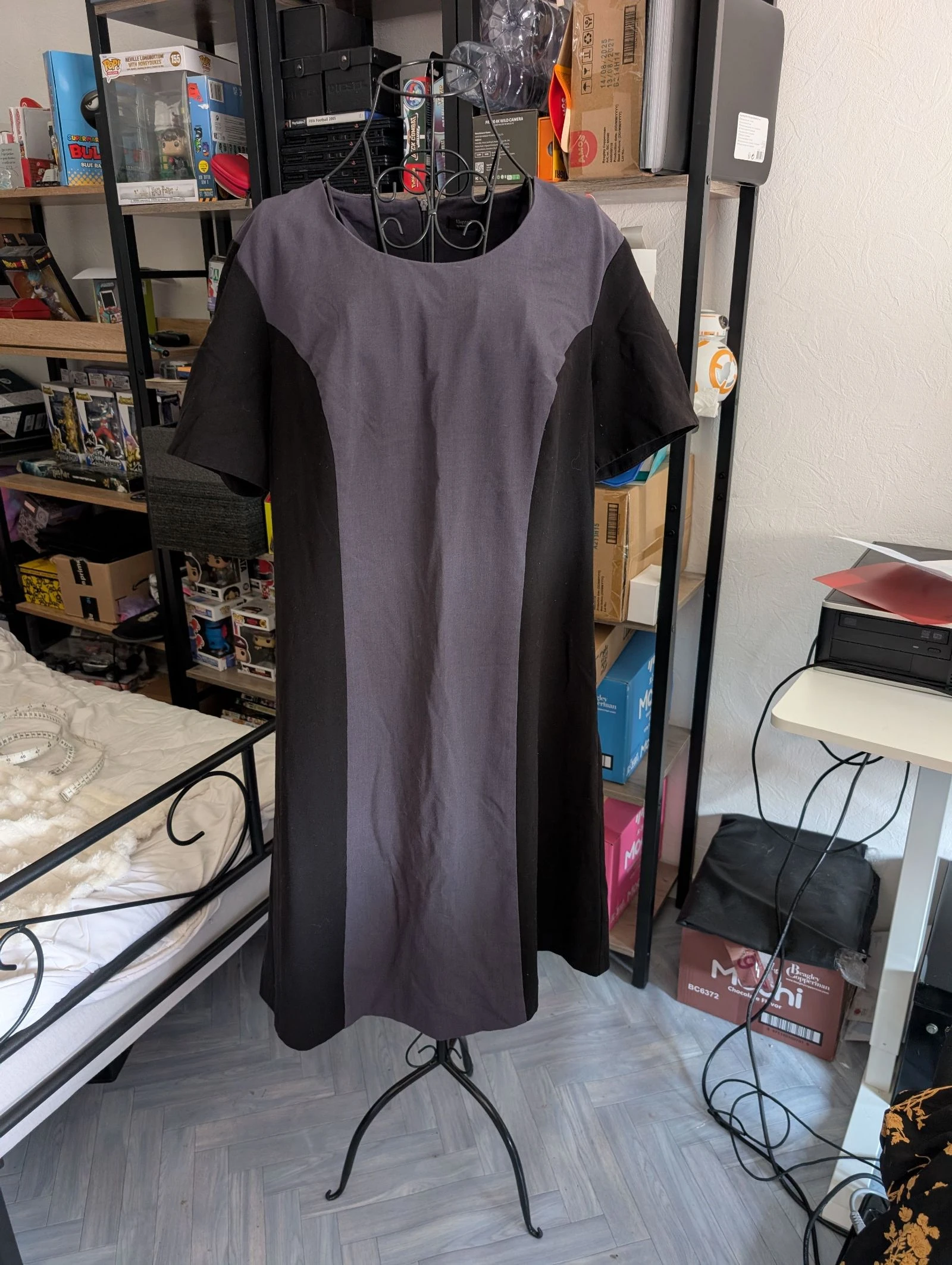 Magnifique Robe bicolore noire et grise Happy D. by Damart - Taille 48